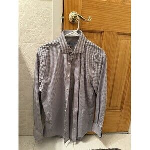 Twillory Mens 16 32/33 Dress Shirt Plaid Performance Tailored White Navy Pink